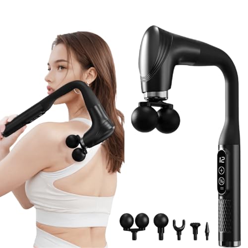 SIWING 筋膜リリースガン ハンディガン【革新の進化・背中まで届く】 筋膜ガン 3種類モード＆12段階振動 10mm深層振幅 延長設計 静音 大容量 5種類のヘッド Type-C充電式 家庭用 誕生日 お祝い プレゼント ギフト最適 日本語取扱説明書付き ブラック